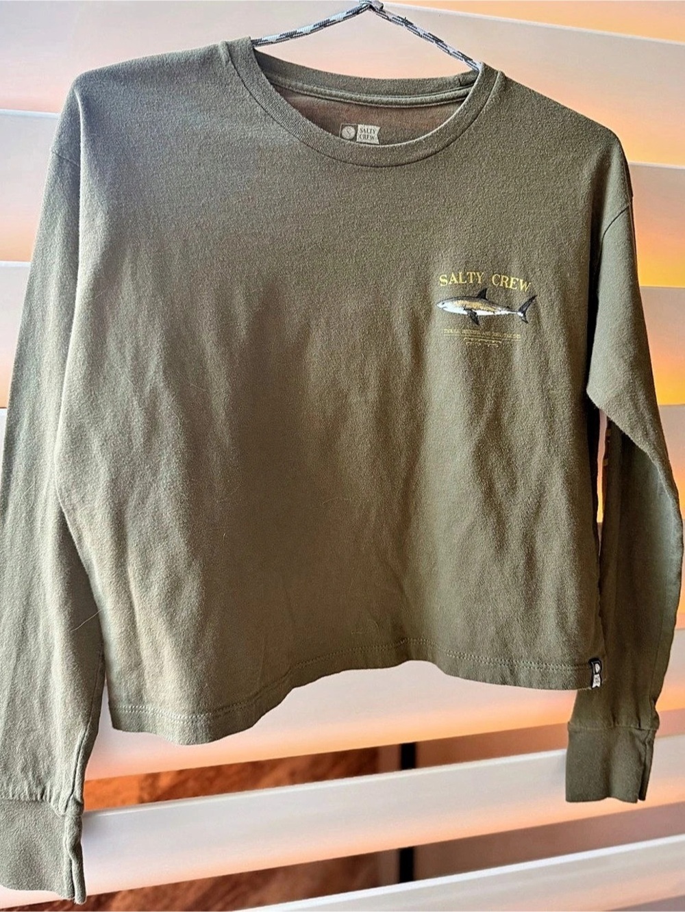 Salty Crew Thrill Seekers Long Sleeve Crop Tee Green